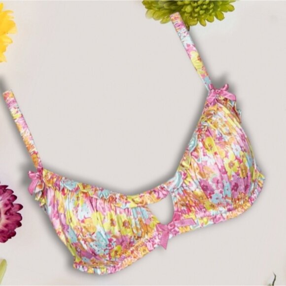 FOR LOVE AND LEMONS- Punch Satin Ruffled Cutout Bow Bralette-NWT - Picture 15 of 15